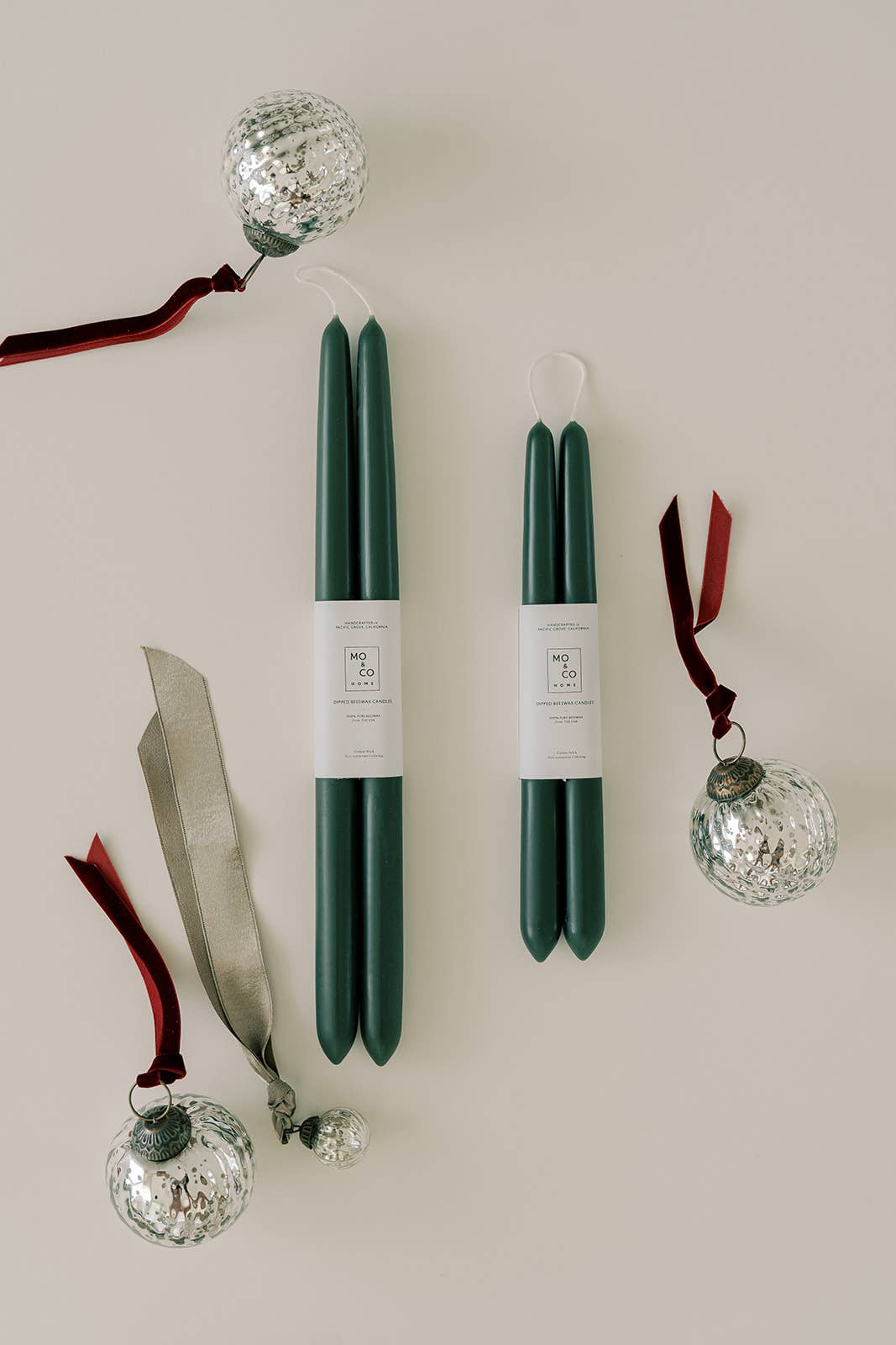 Forest Green | Dipped Beeswax Taper Candles | All Natural
