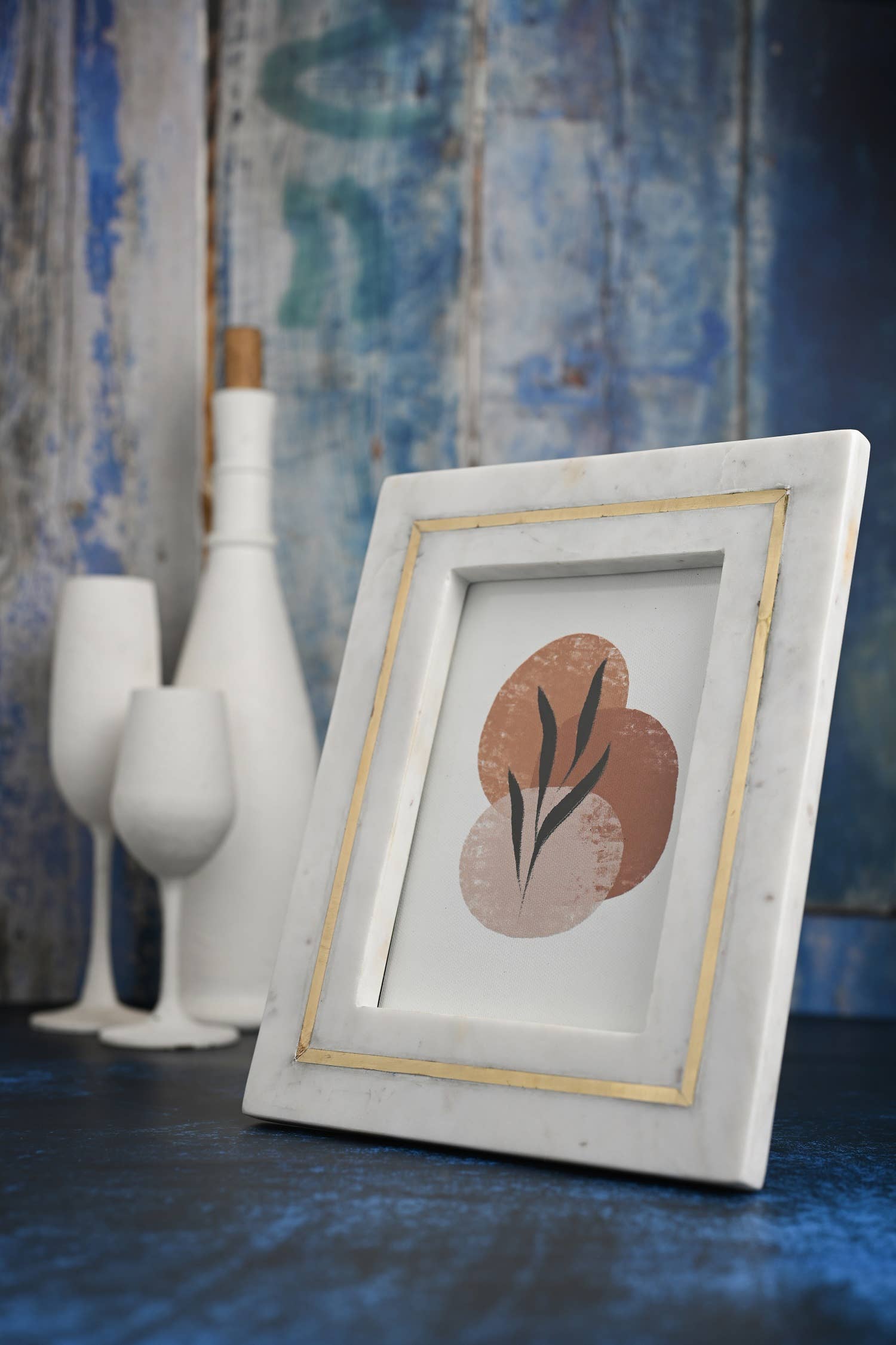 Marble Frame w/ Brass Inlay 4" x 6"