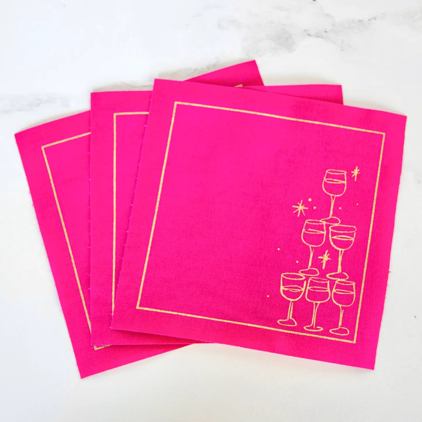 Golden Bubbles Cocktail Napkins Gold Border