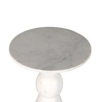Polished White Marble End Table