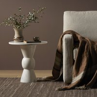 Polished White Marble End Table