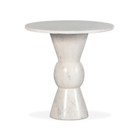 Polished White Marble End Table