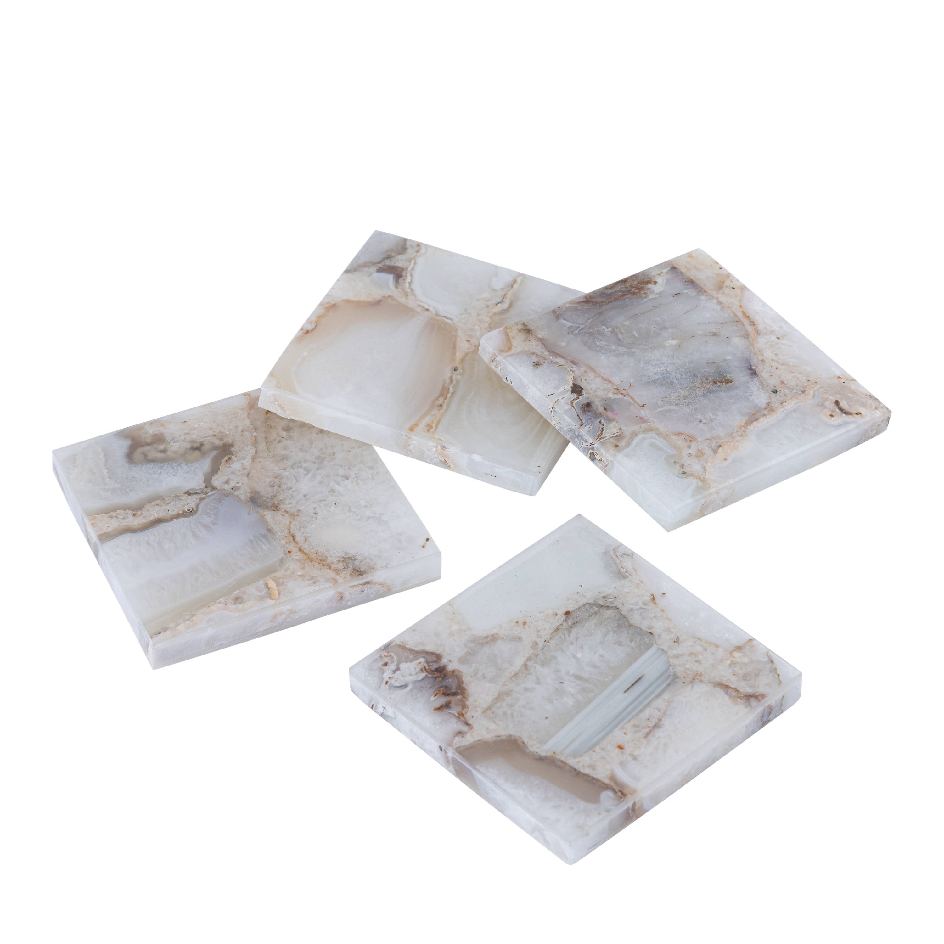 White Agate Coasters, S/4