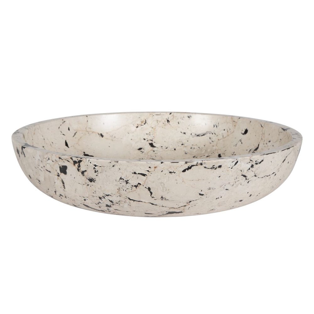 White & Black Limestone Bowl