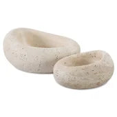Travertine Swaddle Bowls, Set of 2