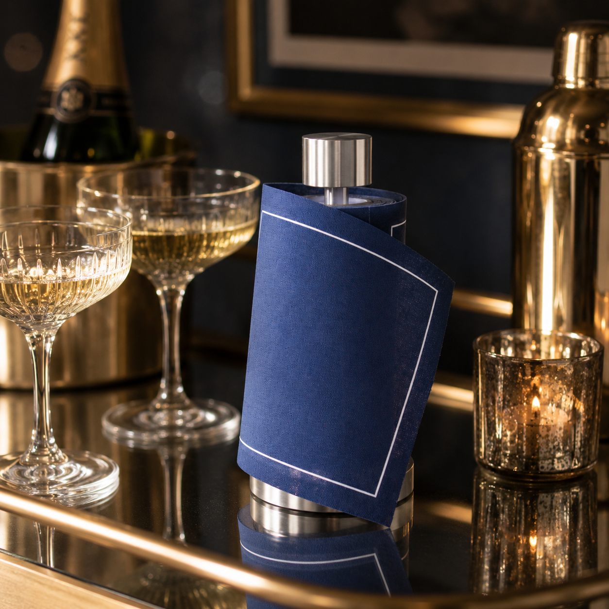 Cocktail Napkins | Solid Mystic Blue Cotton