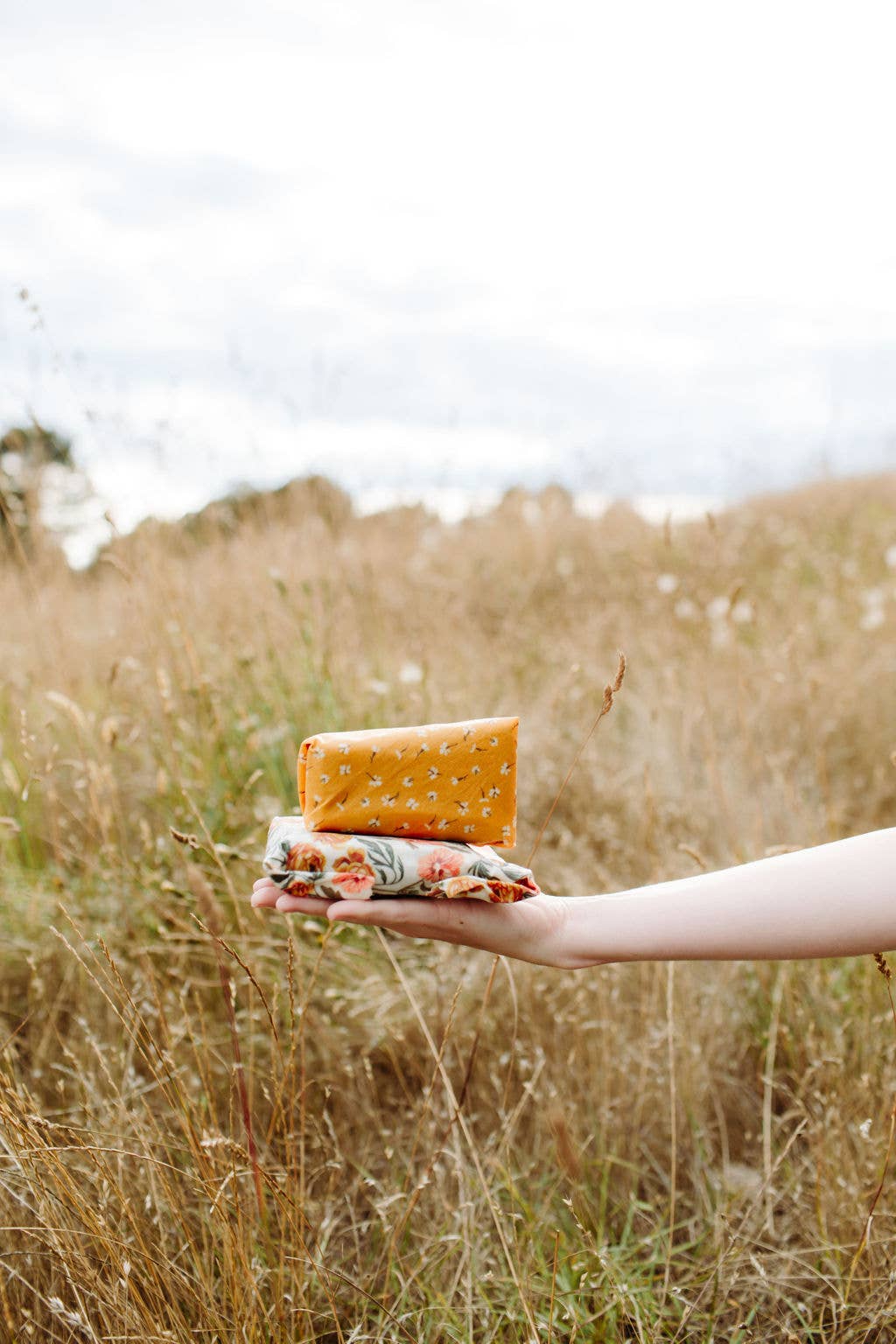 Golden Floral Reusable Beeswax Food Wraps S/3