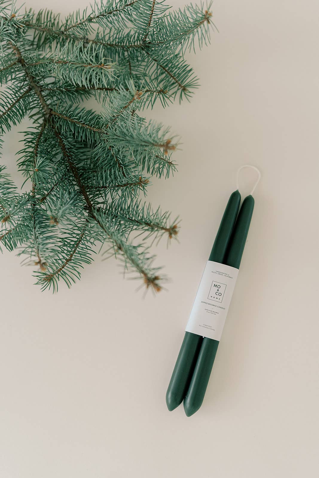 Forest Green | Dipped Beeswax Taper Candles | All Natural