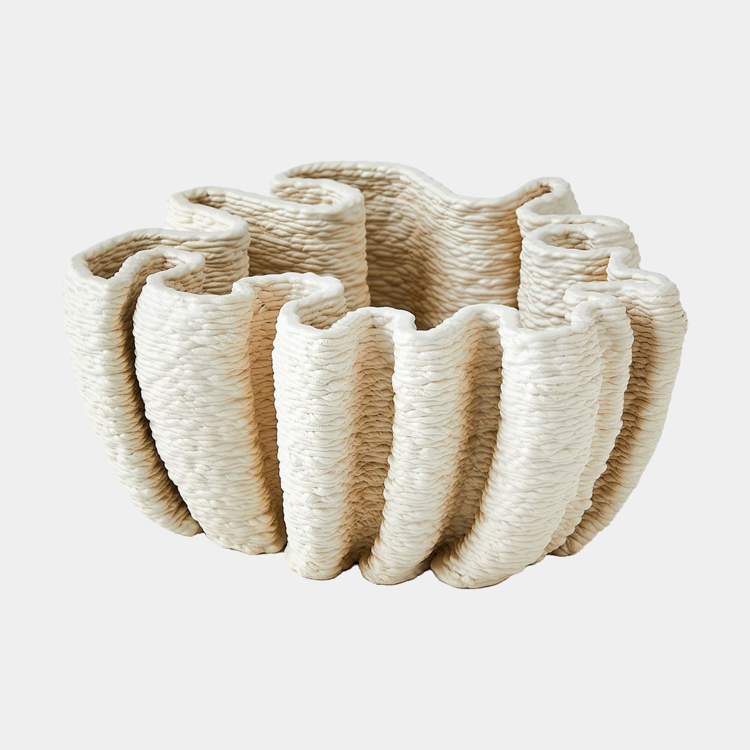 Matte White Ripple Printed Bowl