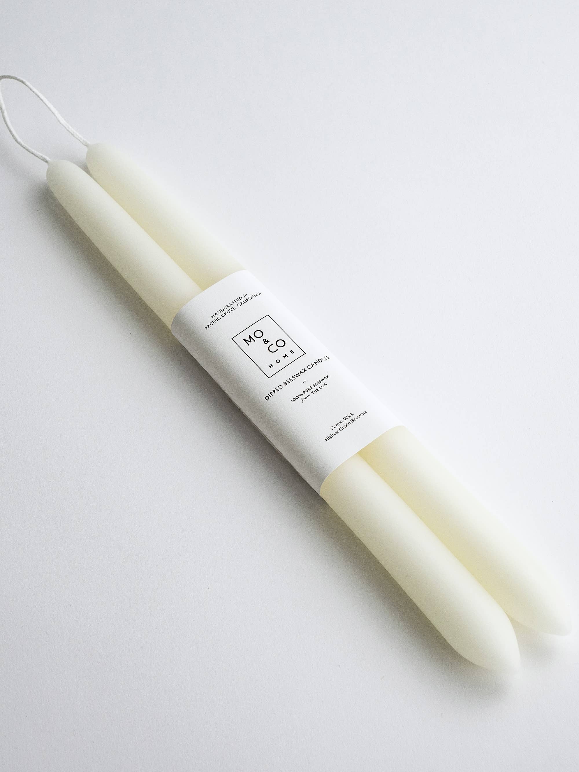 Natural White | Dipped Beeswax Taper Candles | All Natural