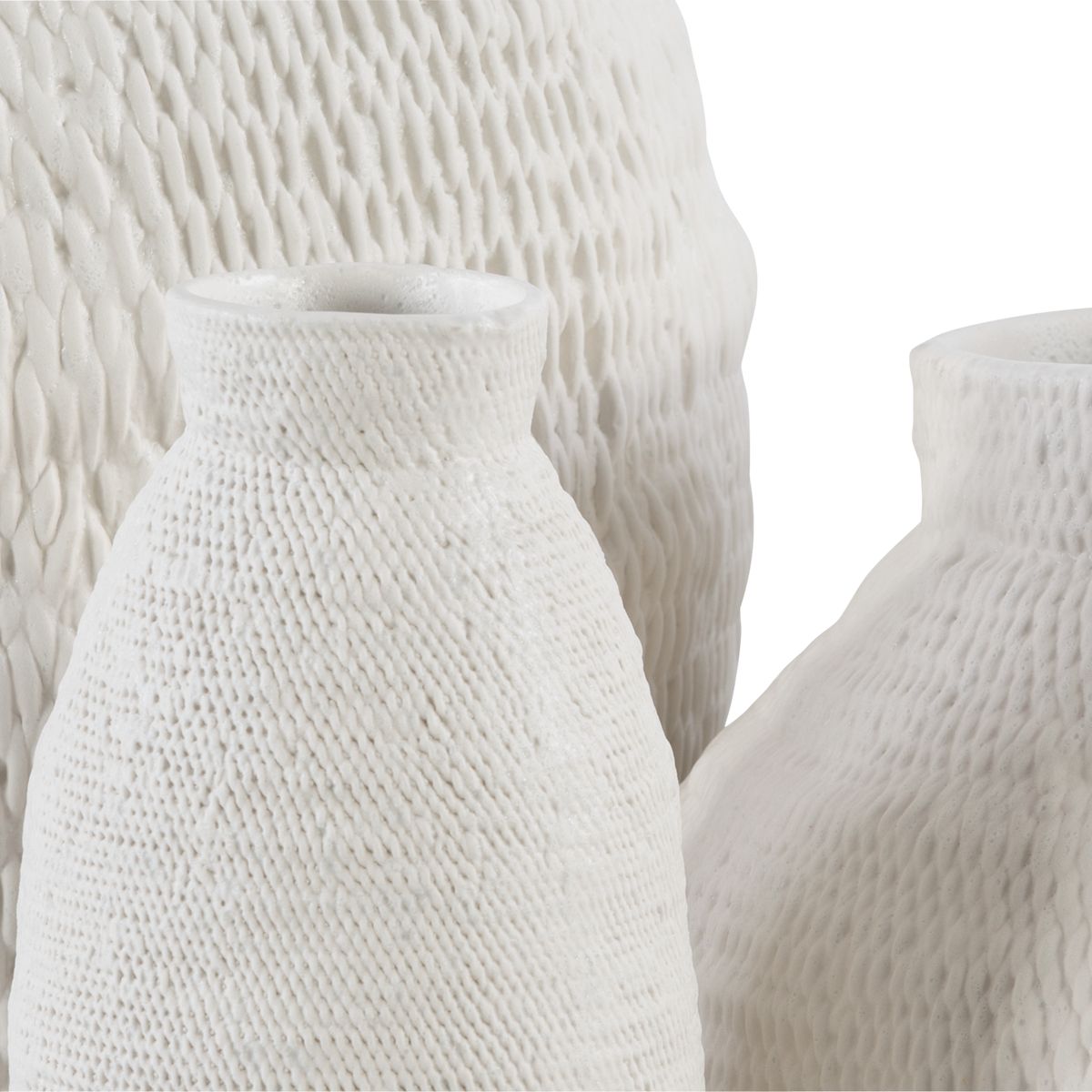 Wicker Textured Ceramic Vases, S/3