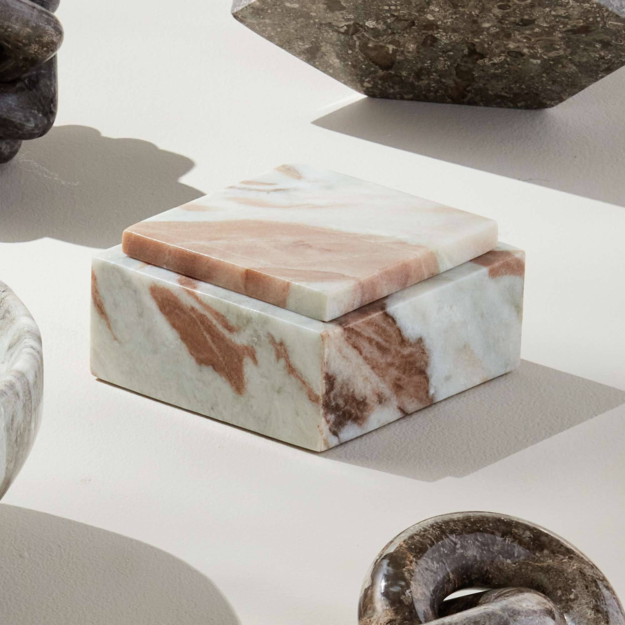 Marble Square Lidded Box Short