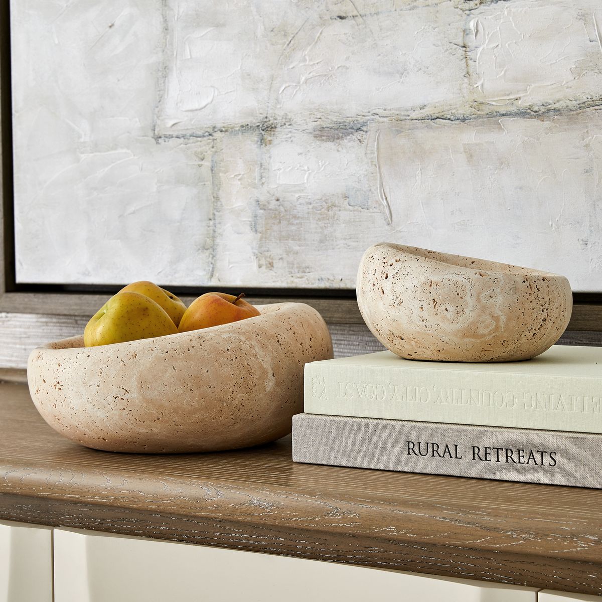 Travertine Swaddle Bowls, Set of 2