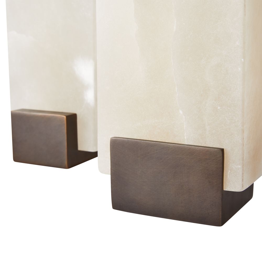 White Alabaster & Bronze Bookends, S/2