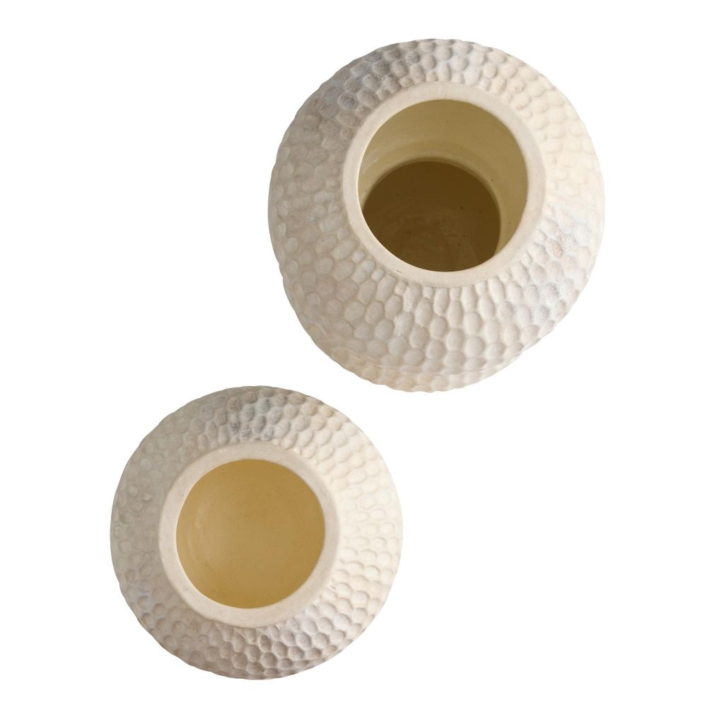 Eggshell Chiseled Textured Vases, S/2