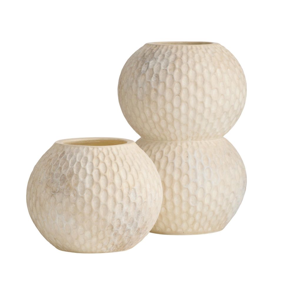 Eggshell Chiseled Textured Vases, S/2