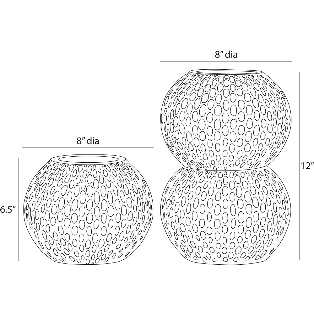Eggshell Chiseled Textured Vases, S/2