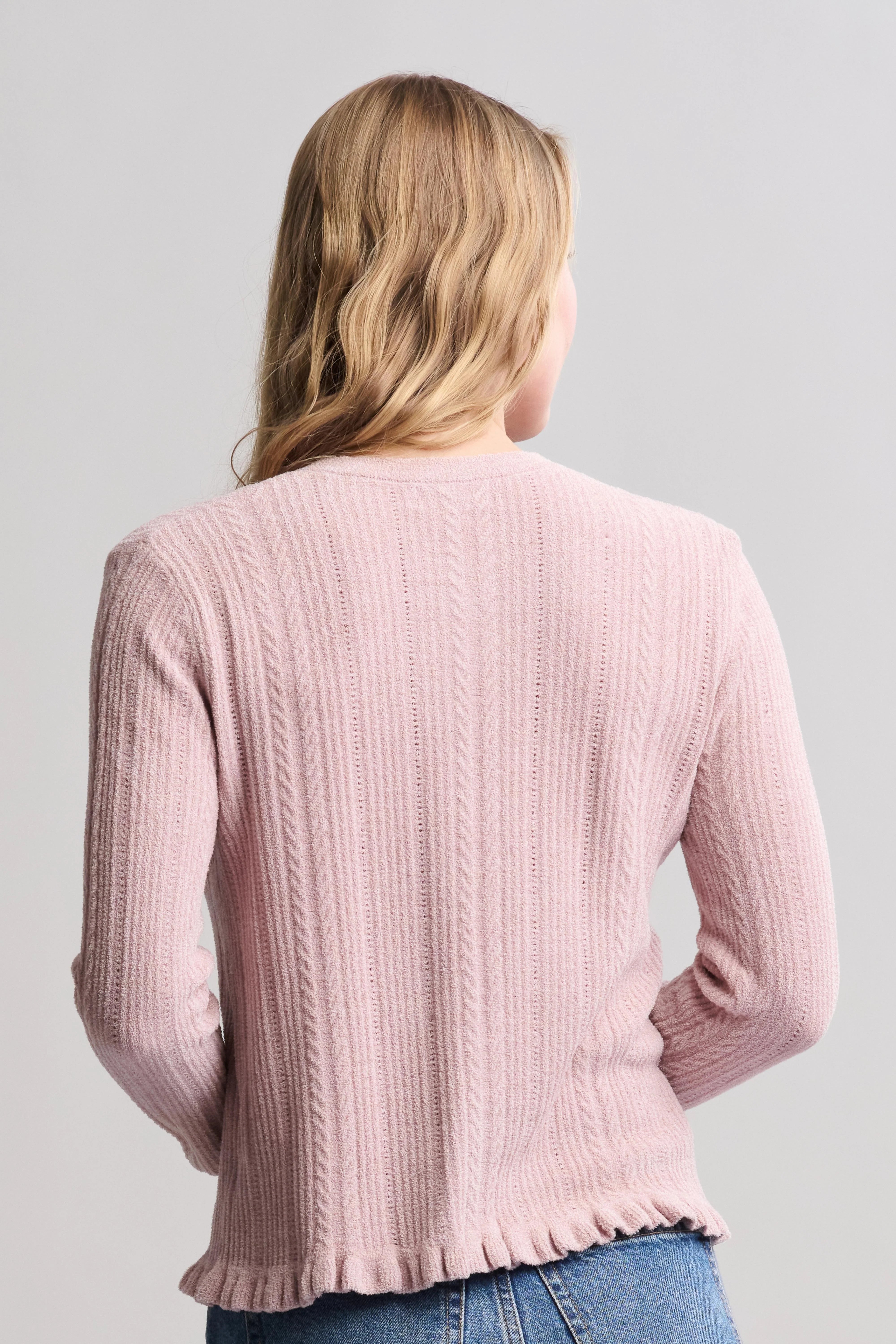 CozyChic Ultra Lite Cable Knit Cardigan with Ruffle