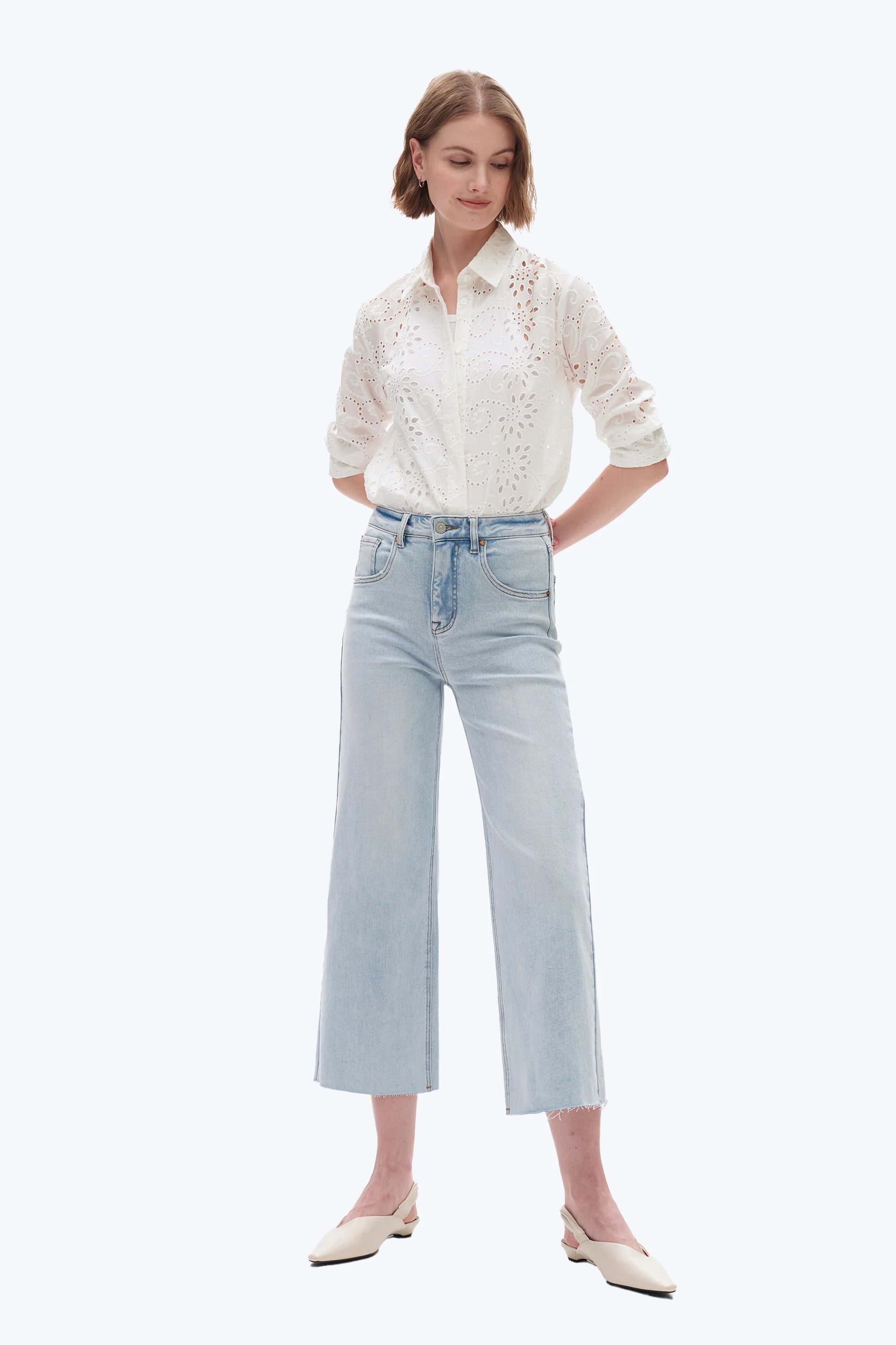 High Rise Wide Leg Denim Jeans