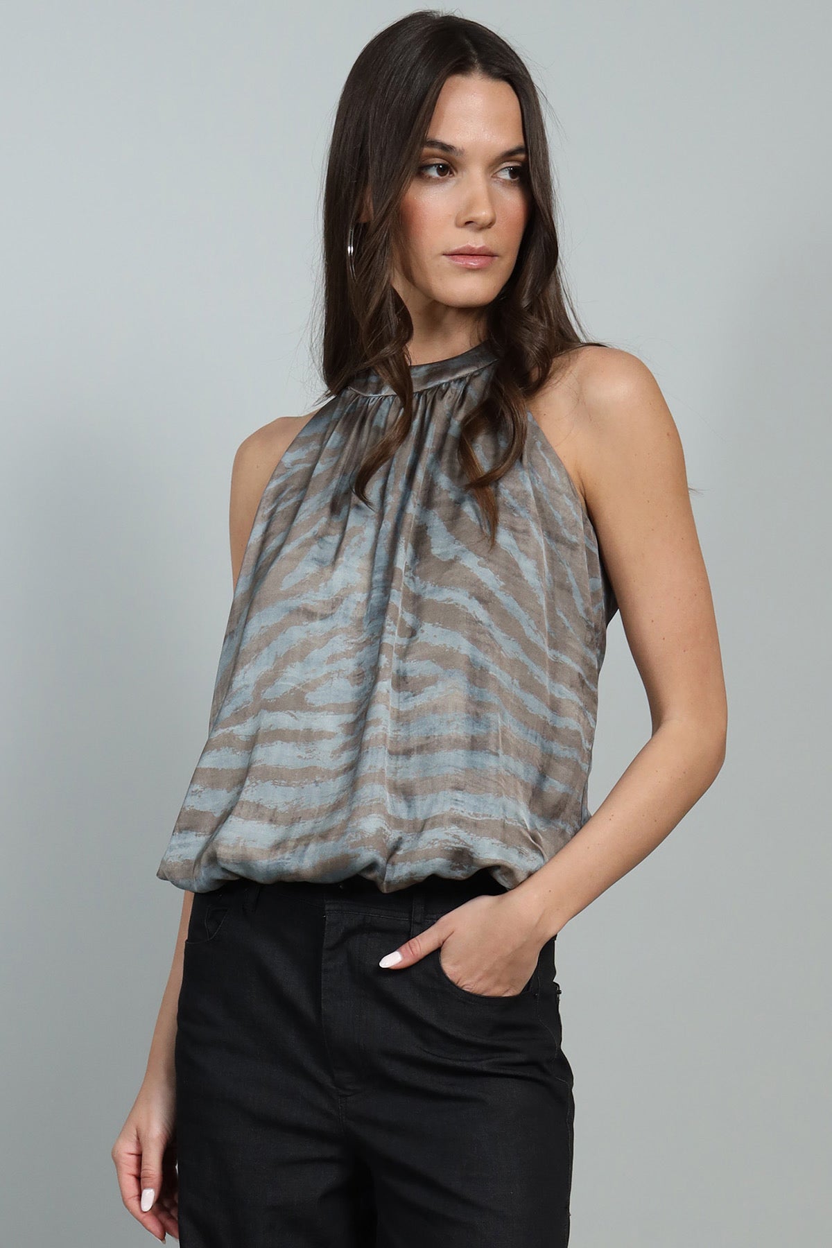 Blue Zebra Halter Top