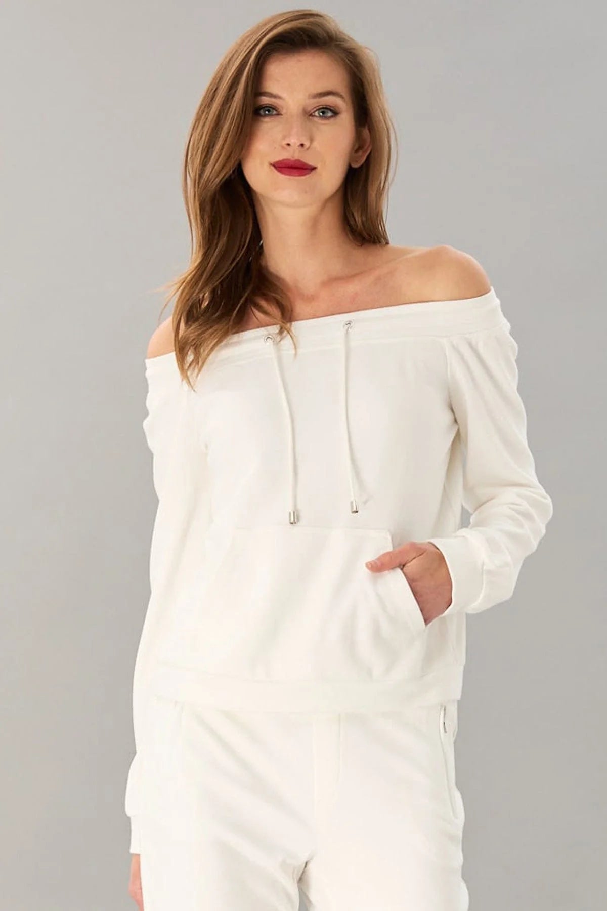 Luxe Ponte Off-Shoulder Sweatshirt