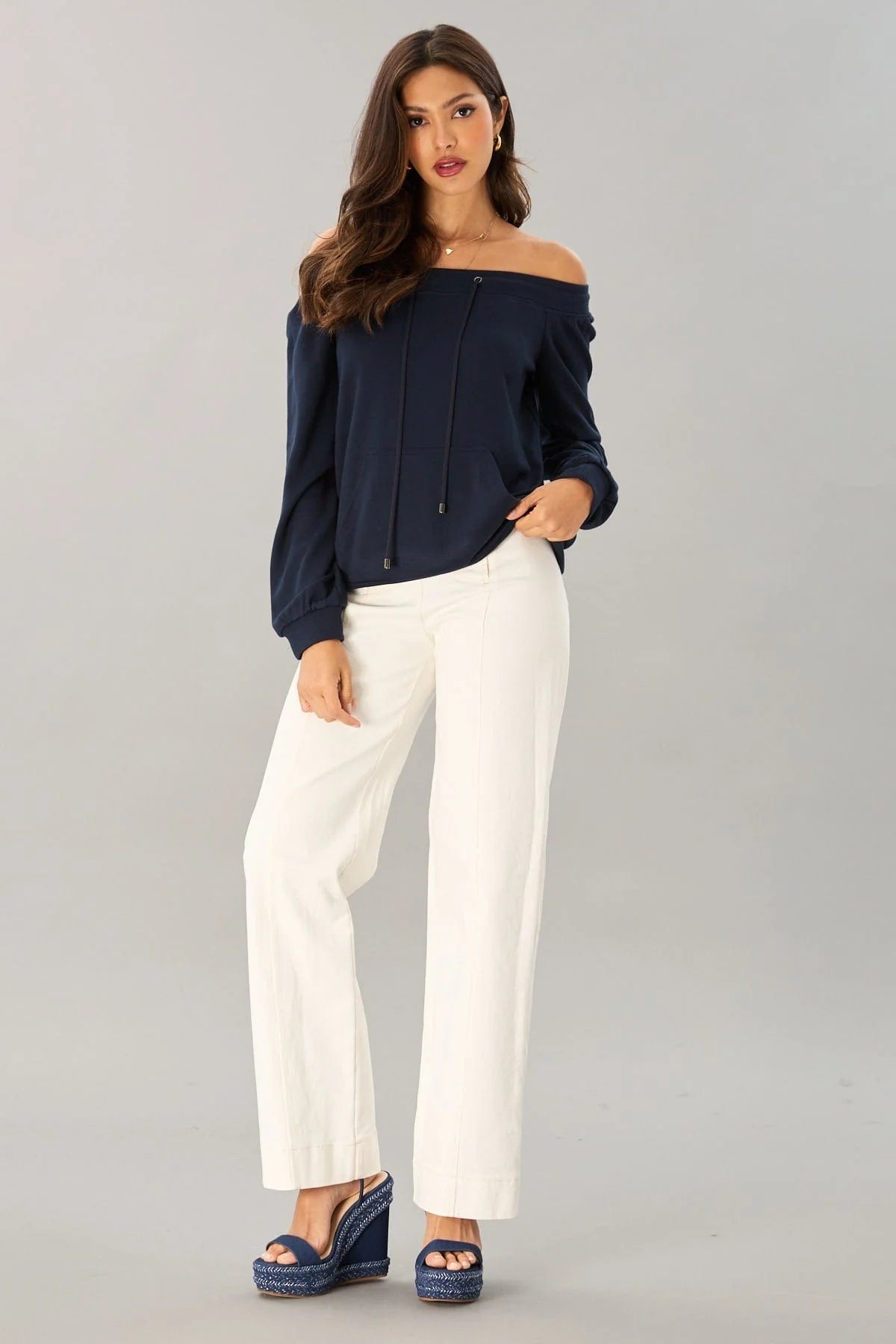 Luxe Ponte Off-Shoulder Sweatshirt