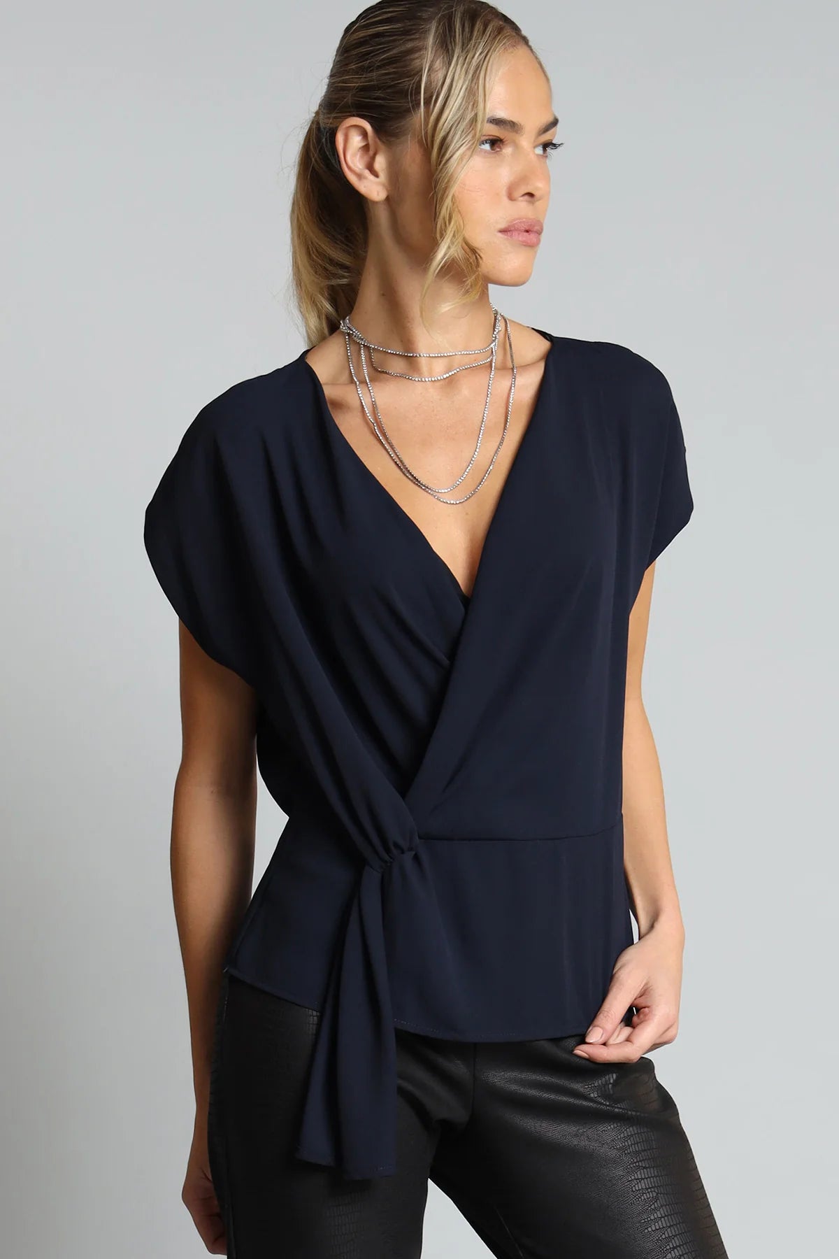 Assymetric Drape V-nk Top