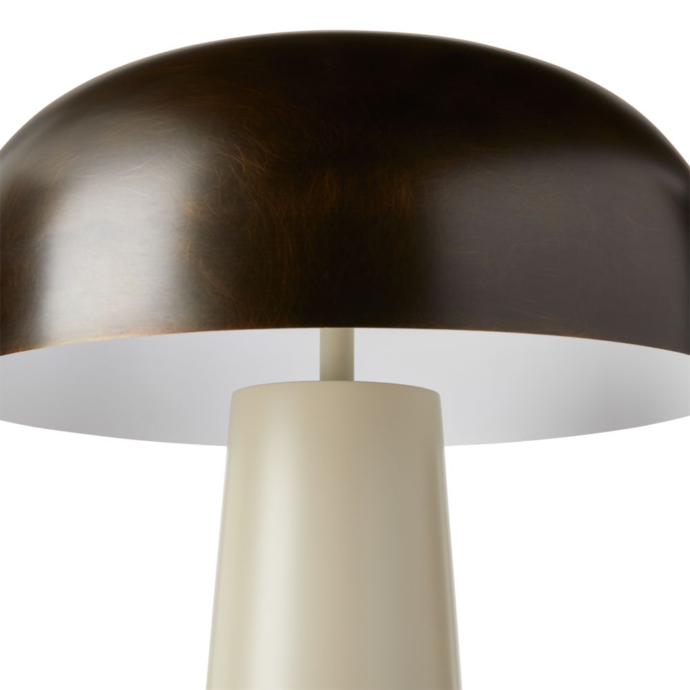 English Bronzed Steel Mushroom Lamp