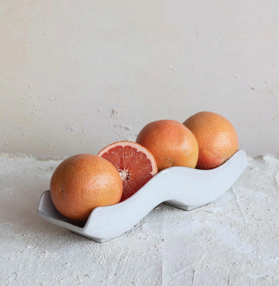 Stoneware Wave Tray, White