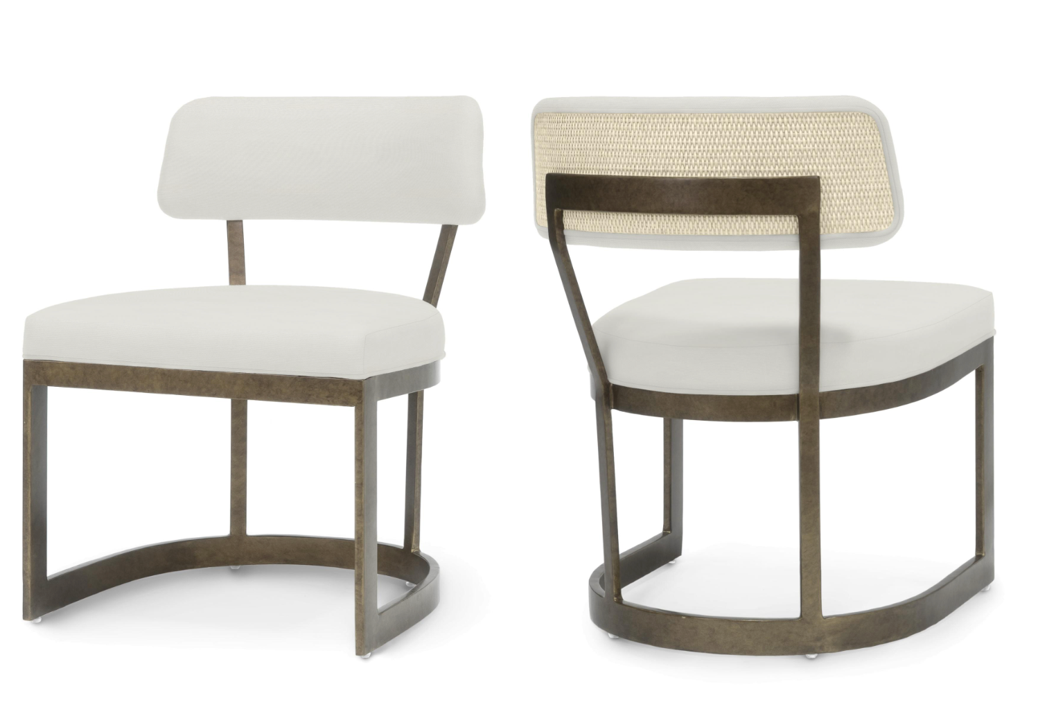 Side Chair in Vitage White Cane & Sail Cloth Fabric