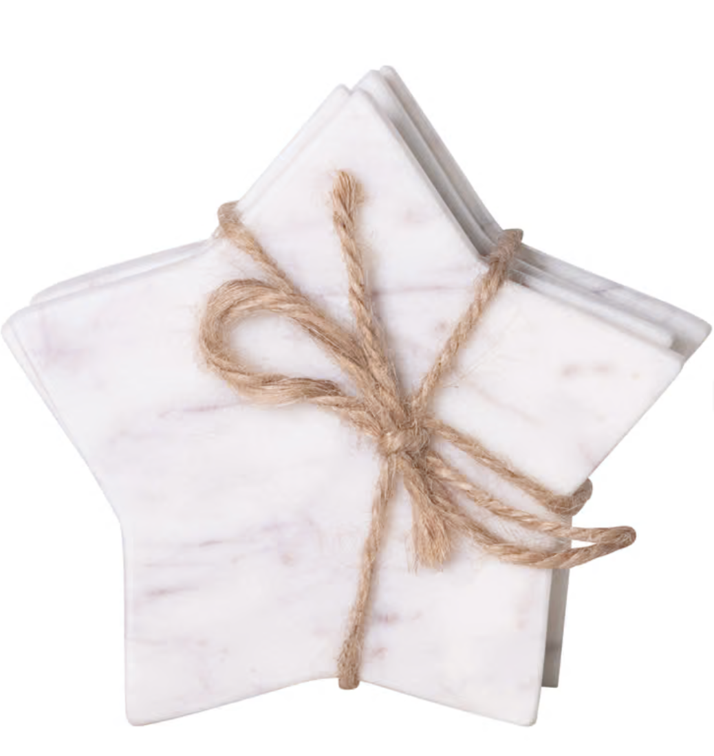 Marbled Star Shaped Coasters, S/4