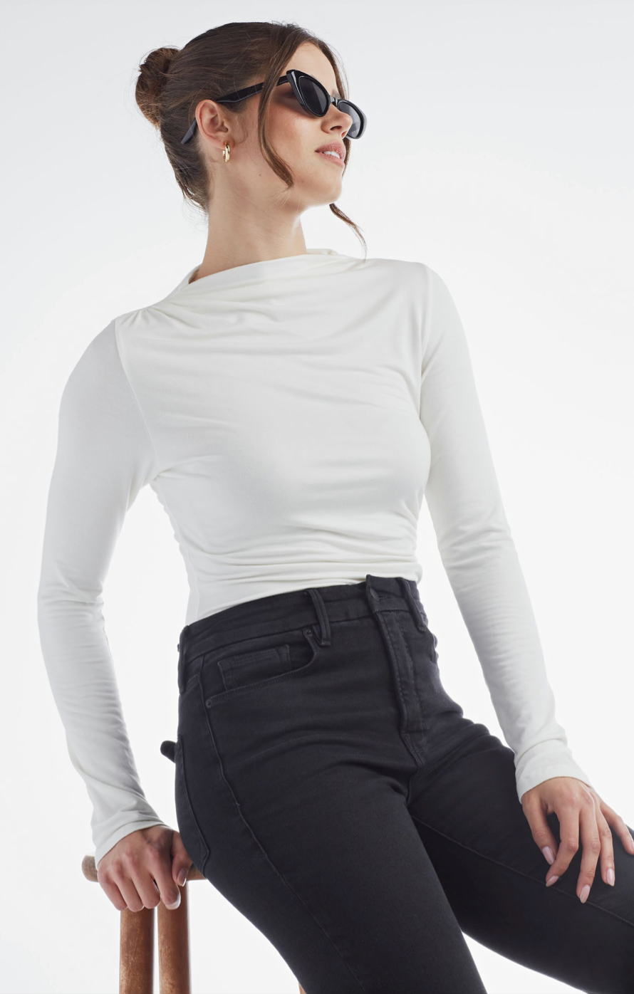 Ruched Mock Neck Top