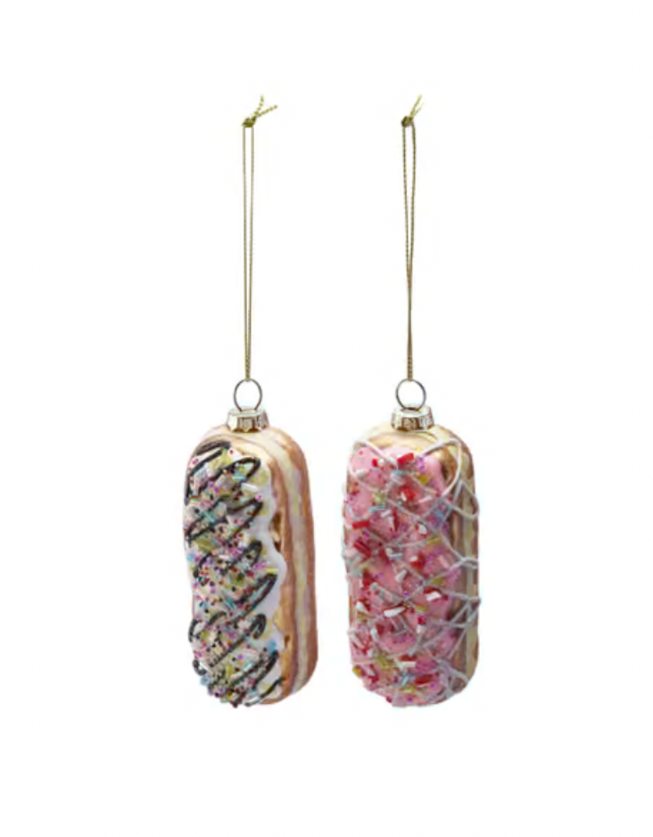 Glass Doughnut Ornament with Frosting & Sprinkle Beads, 2 Styles
