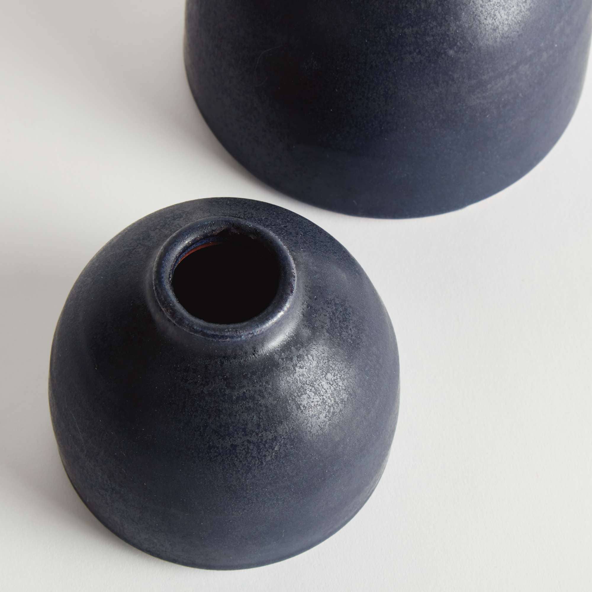 Handcrafted Navy Terracotta Bud Vases, S/2