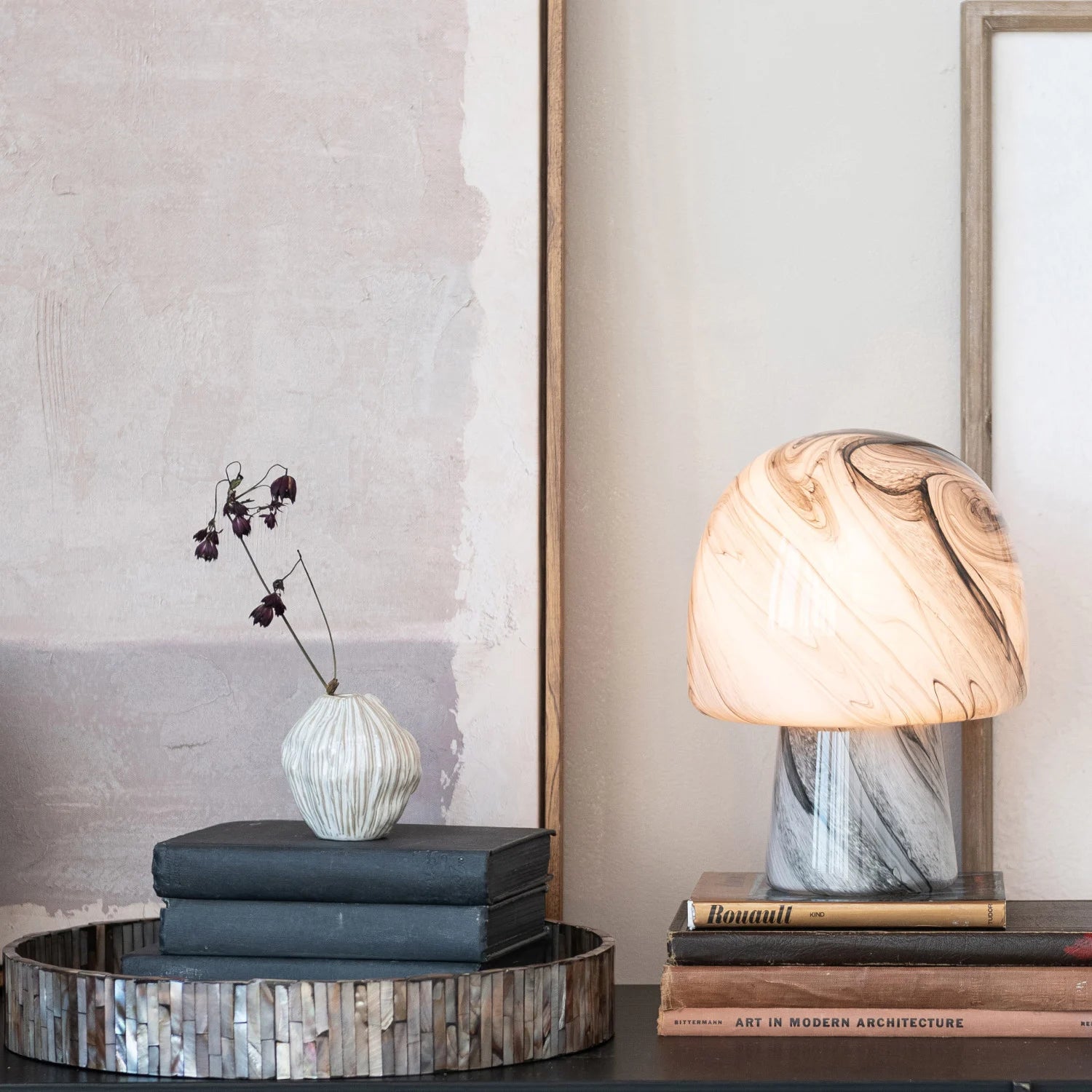 Stoneware Pleated Organic Shaped Vases, Set of 3