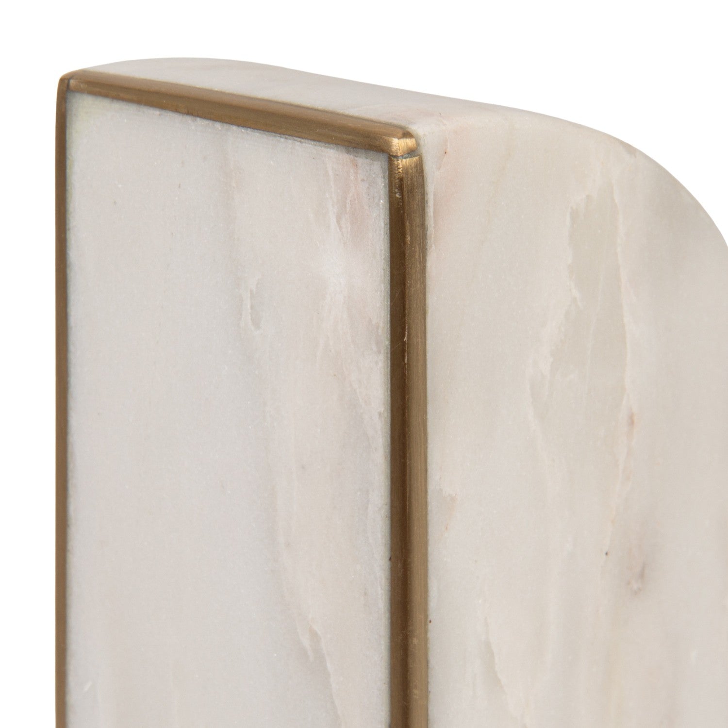 Marble Bookends with Brass Inlay, Set of 2