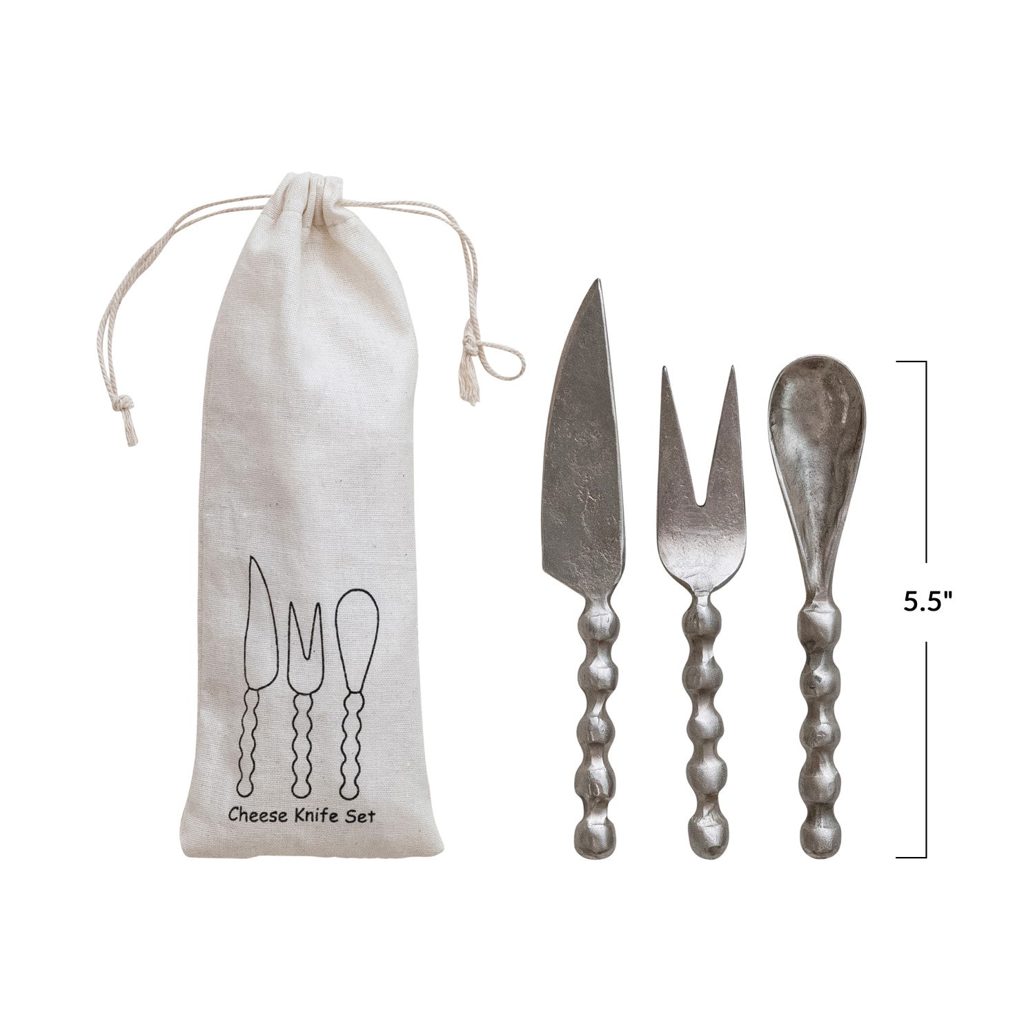 Iron Cheese Knives w/ Handles, Set/3