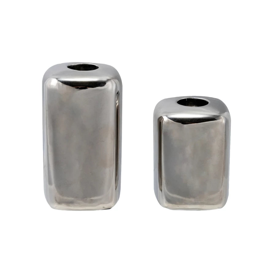 Chrome Finished Taper Holders, Set of 2