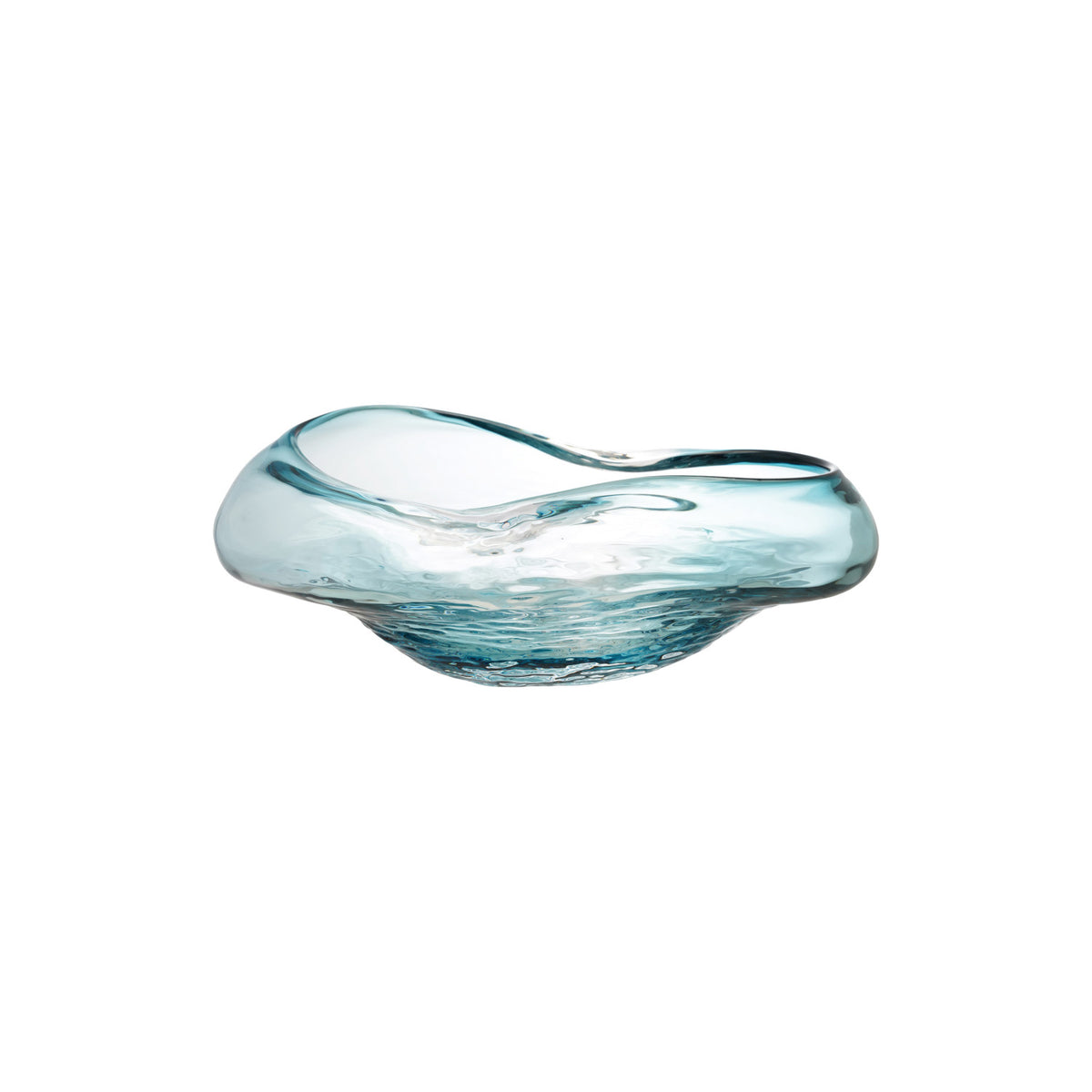 Organic Blue Hand-Blown Glass Bowl