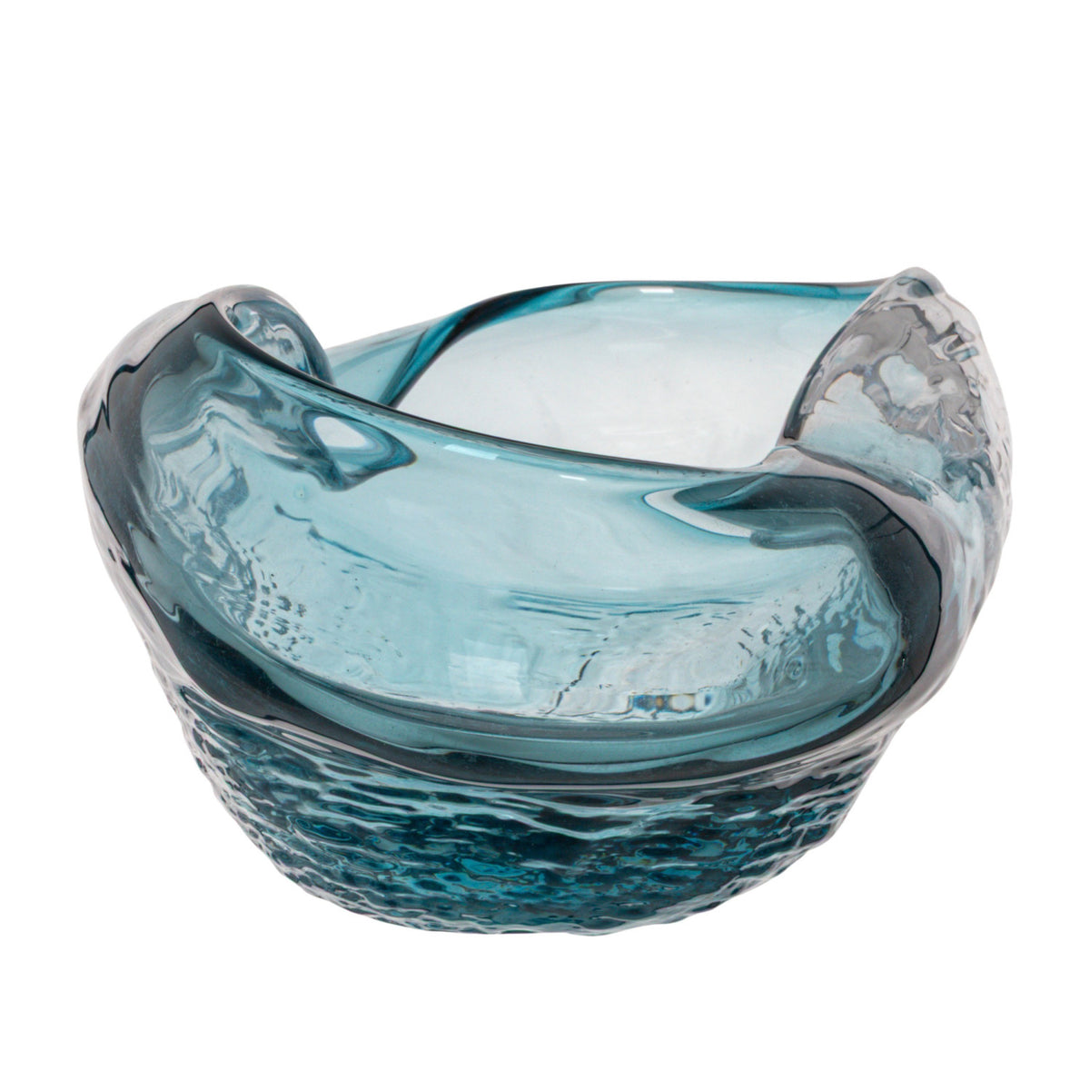 Organic Blue Hand-Blown Glass Bowl
