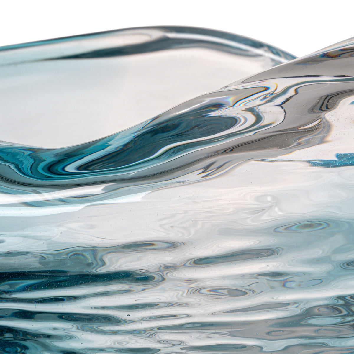 Organic Blue Hand-Blown Glass Bowl