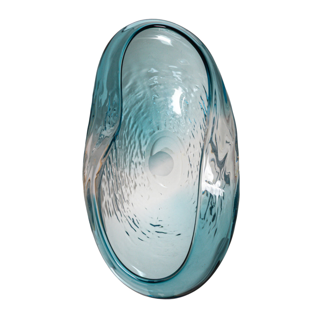 Organic Blue Hand-Blown Glass Bowl