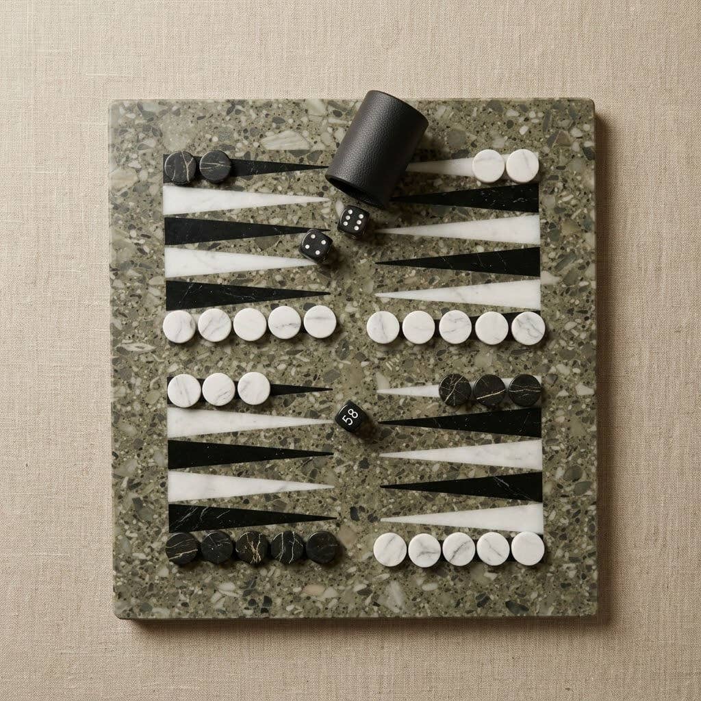 Black & White Marble Backgammon Set