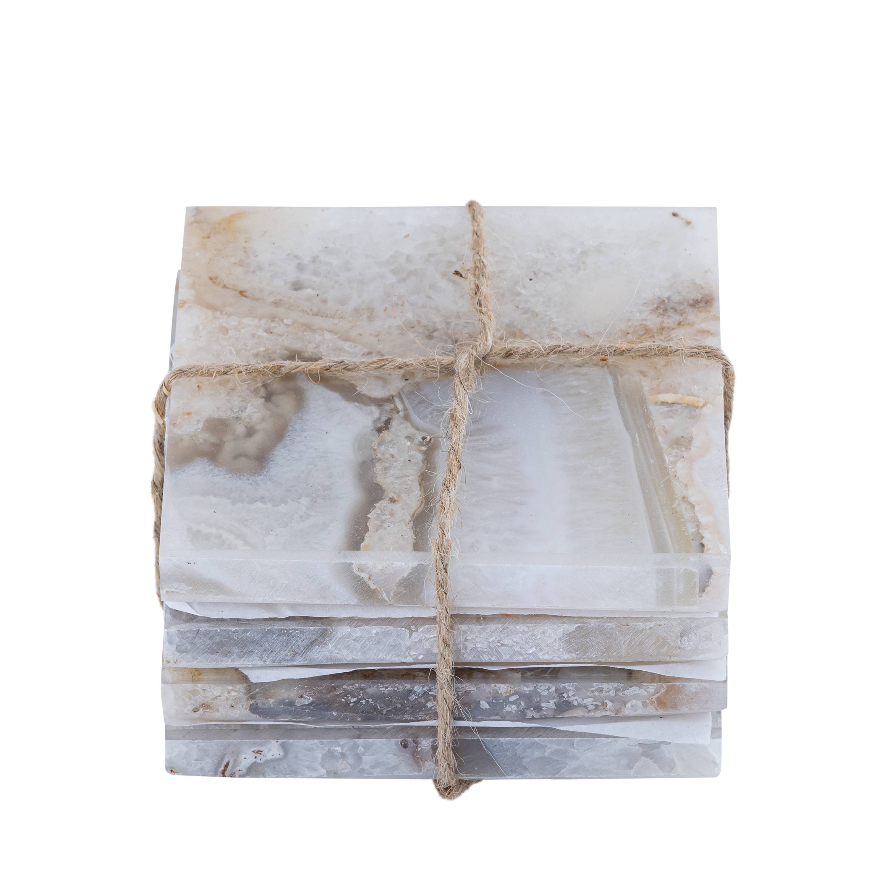 White Agate Coasters, S/4