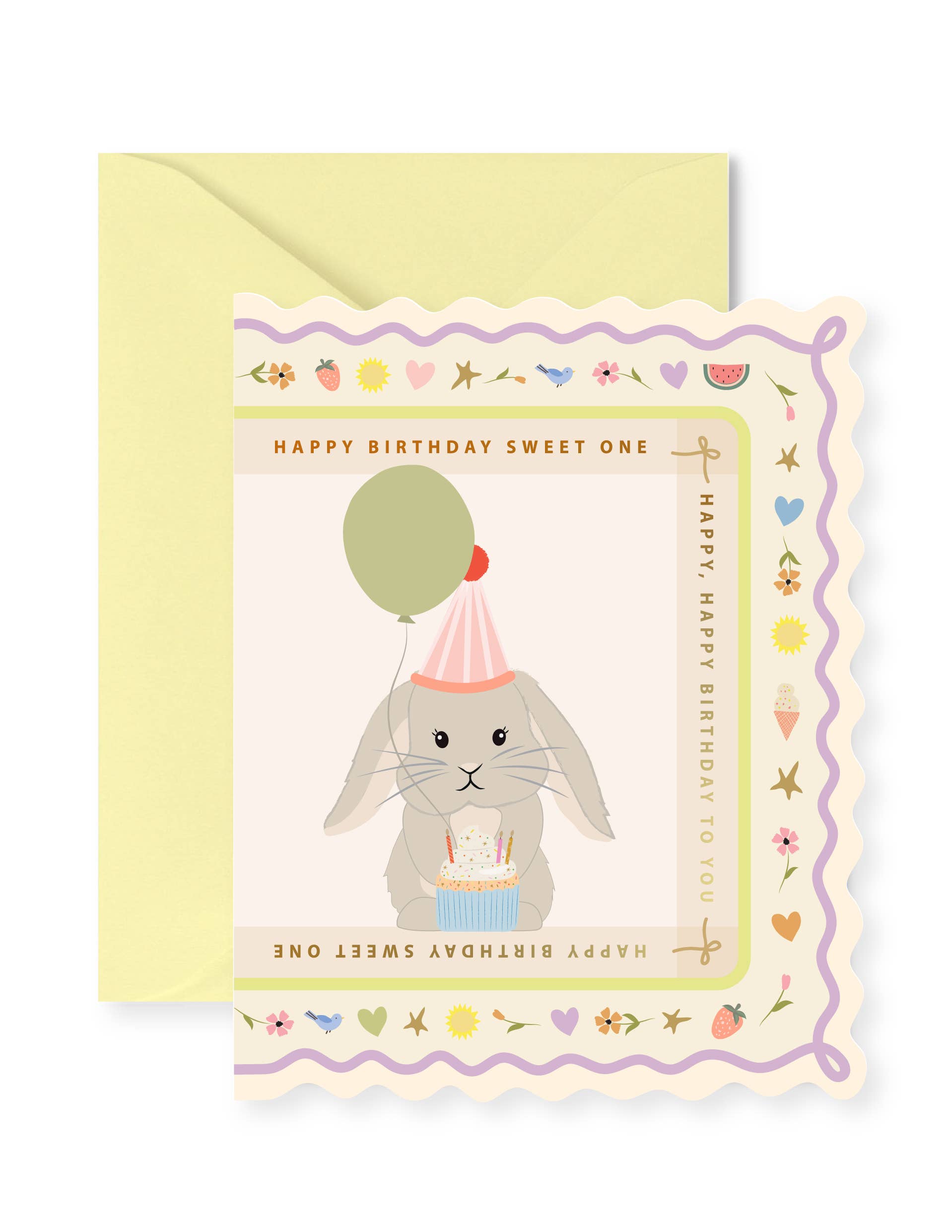Birthday Bunny Scallop Greeting Card