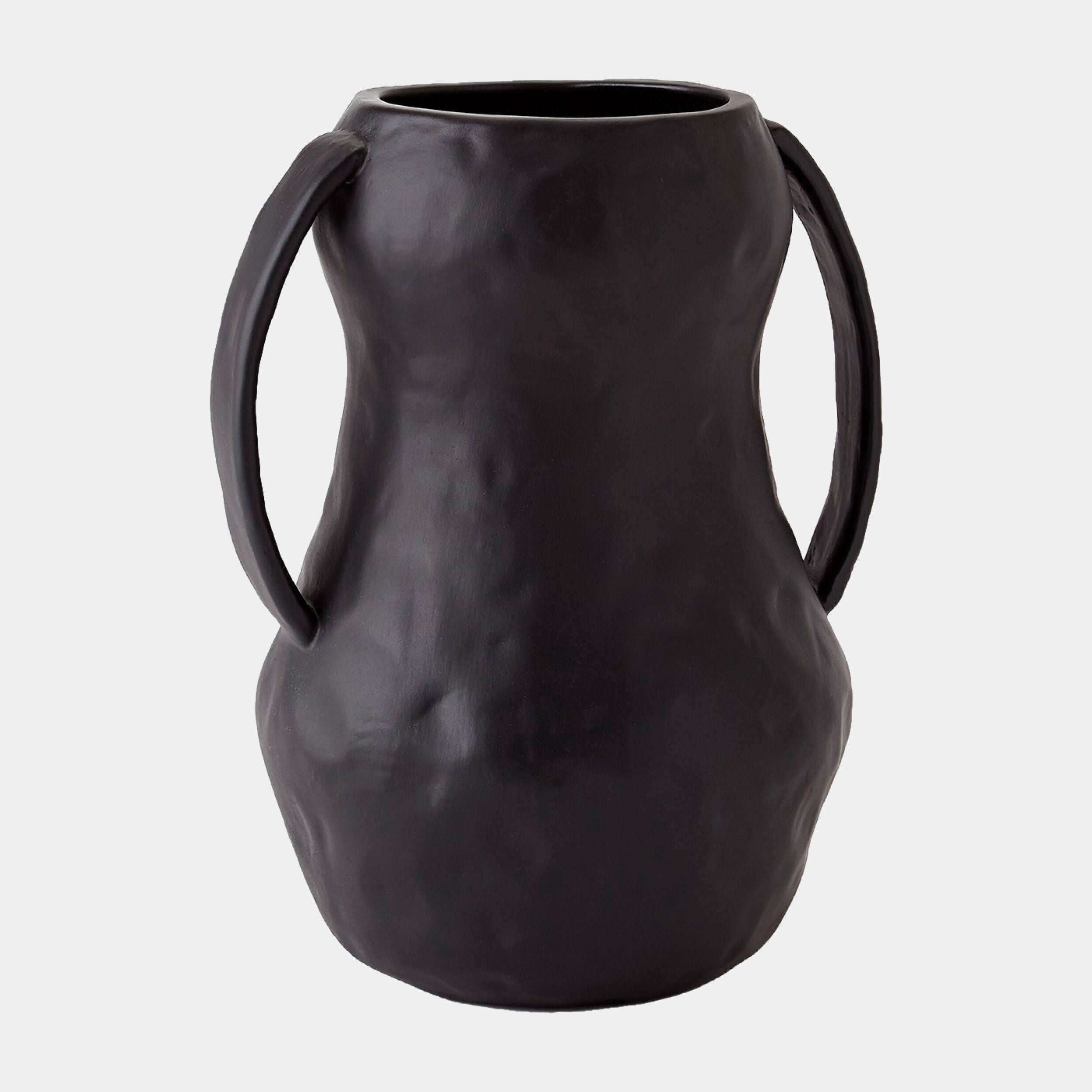 Matte Black Ribbon Handle Vase