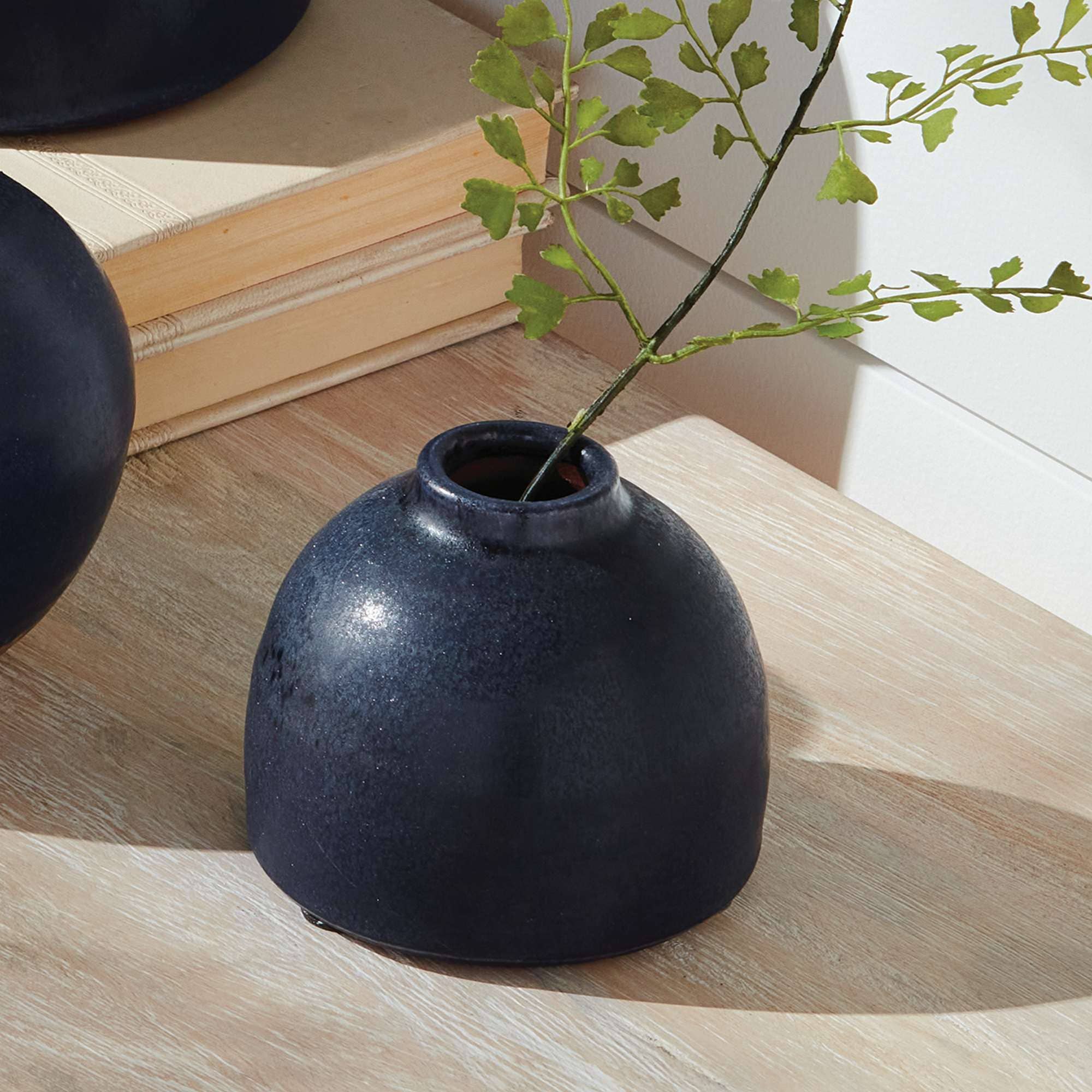 Handcrafted Navy Terracotta Bud Vases, S/2