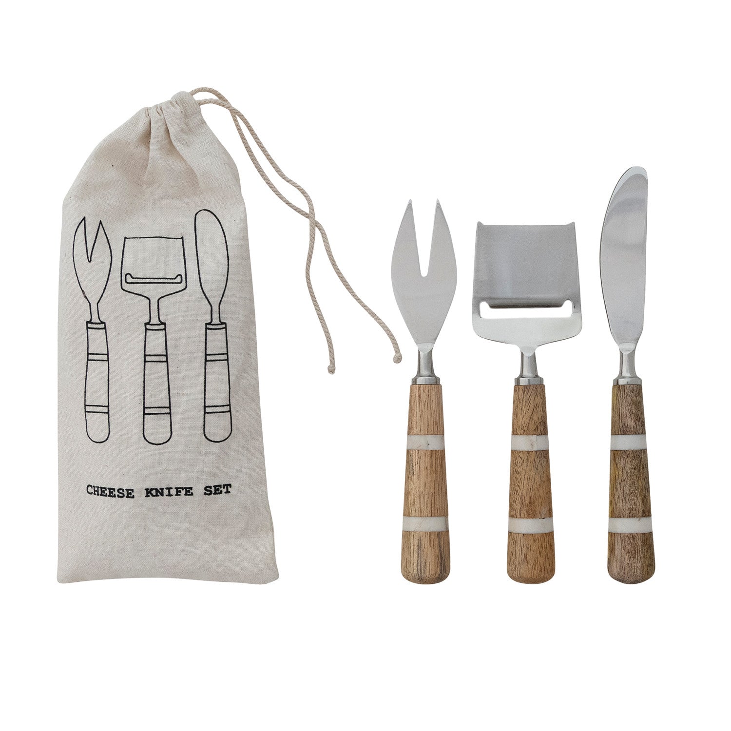 Cheese Knives with Mango Wood & Resin Handles, S/3