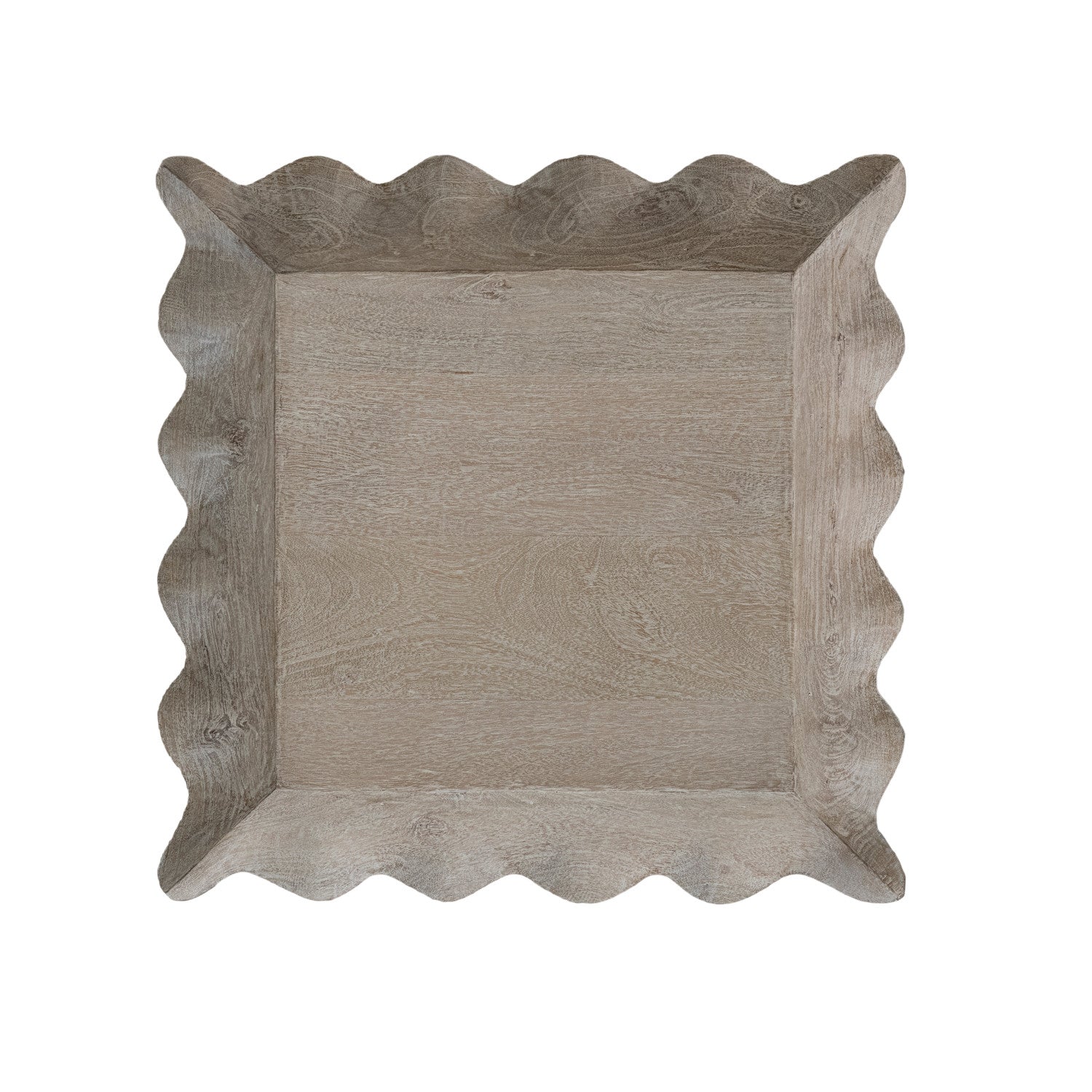 Whitewashed Mango Wood Scalloped Tray