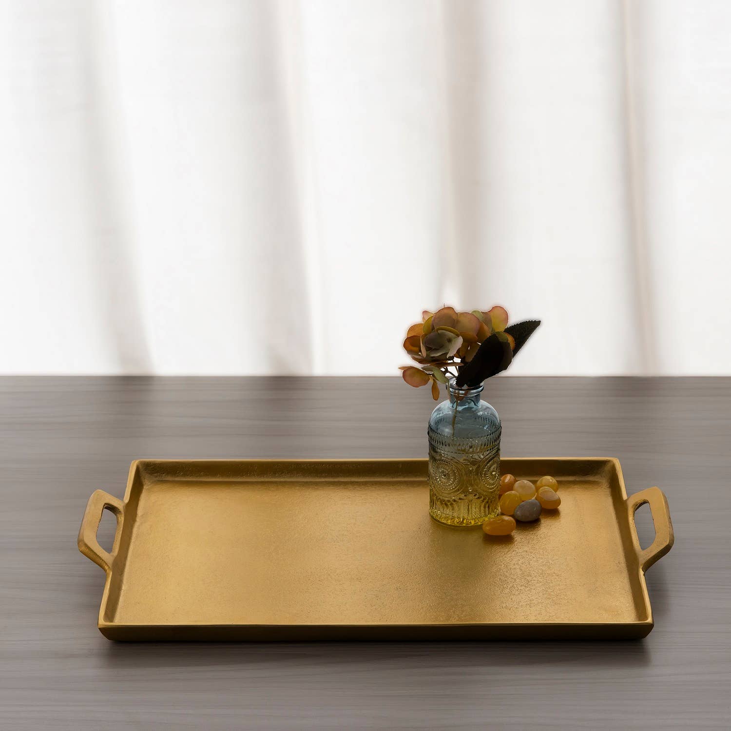 Antique Brass Finish Tray w/Handles